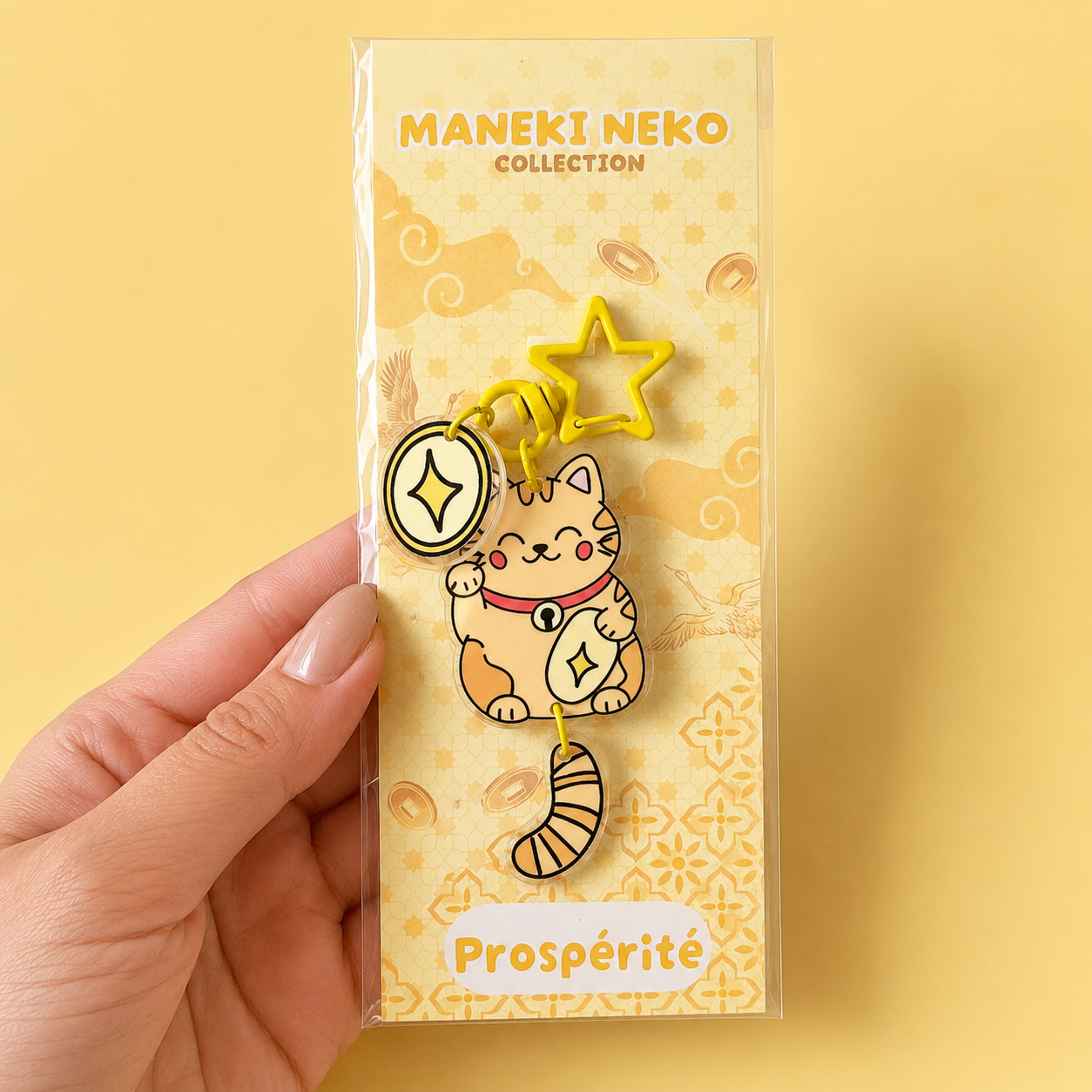 Porte-clé- bijoux de sac Maneki Neko – Prospérité