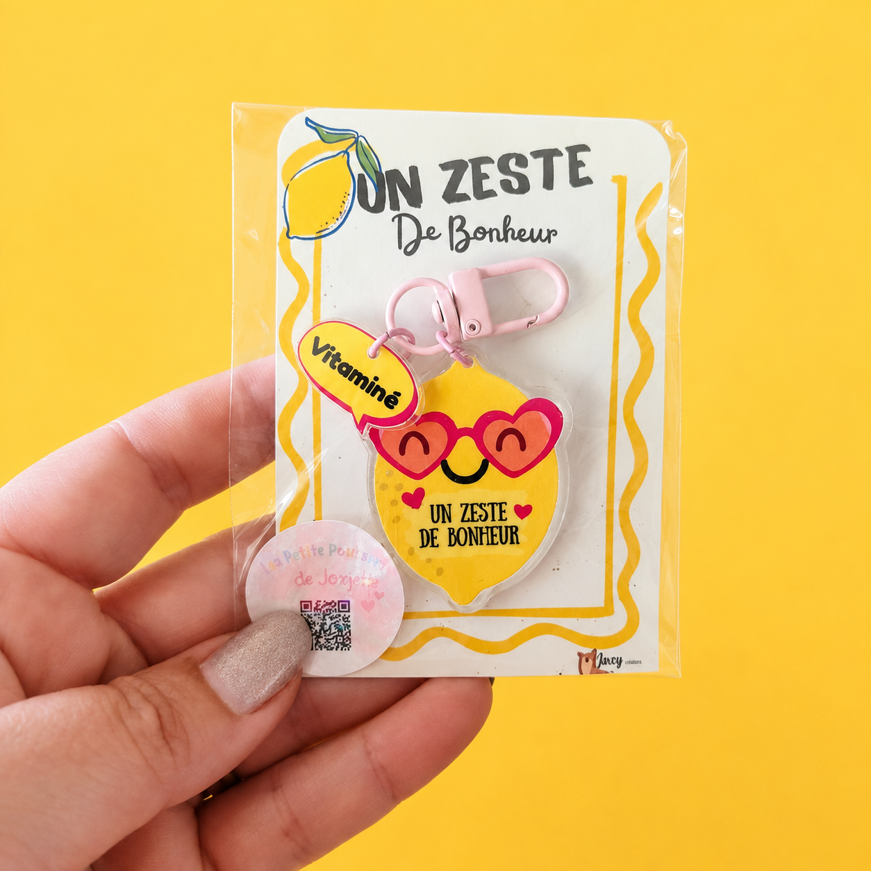 Porte clé-Bijoux de sac UN ZESTE DE BONHEUR.