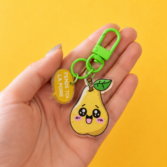Porte clé-Bijoux de sac AVEC TOI JE ME FENDS LA POIRE.Porte-clés poire kawaii – Je me fends la poire | Joxy